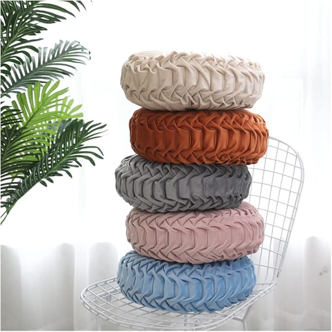 Baiyuruodie Round Velvet Pillow, Sofa Bed Bedroom Decorative Throw Pillow (38cm, Grey)