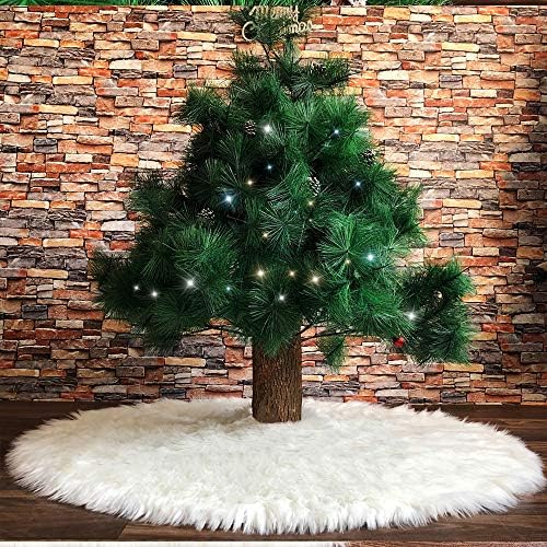 Christmas Tree Skirt 24 inches Faux Fur Snowy White Xmas Large Tree Skirt Mat for Christmas Party Decorations - Image 5