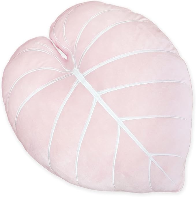 Green Philosophy Co. Philodendron Gloriosum Leaf Pillow - Baby Pink