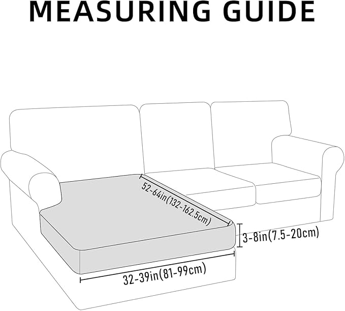 hyha Waterproof Sectional Couch Covers, Non Slip Sofa Couch Cushion Covers L Shape, Thick Stretch Jacquard Fabric, Washable Sofa Slipcovers with Elastic Bottom (1 Piece for Chaise, Chocolate)