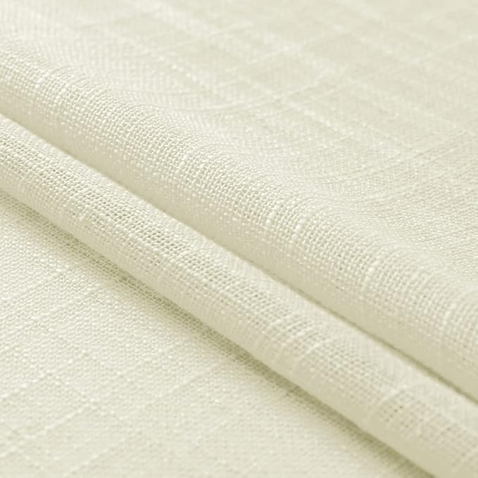 Off White Small Window Curtains for Bedroom 2 Panels Set Short Tier Cafe Curtain Rod Pocket Semi Sheer Linen Textured Boho Farmhouse Window Treatments for Kitchen Bathroom 36 Inch Length Ivory Cream