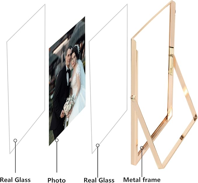 Gold 10x12 Floating Frame 2-Pack for Photo Sizes(7x9''8x10'',8.5x11''),Adjustable Tabletop/Shelf Floating Picture Frame 8x10'',Classy Gift Choice for Wedding,Christmas,Home or Office Decor