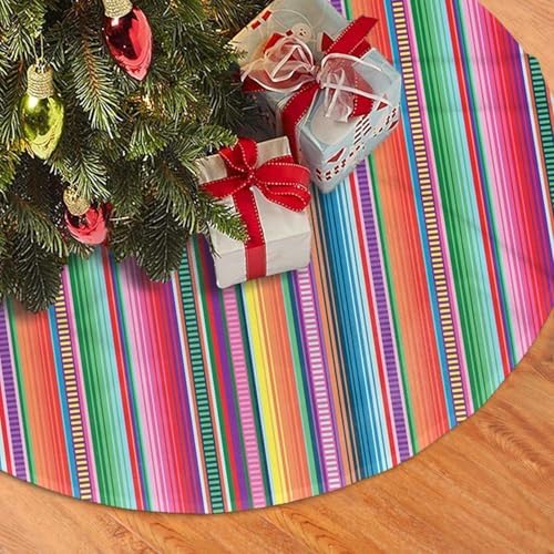 Mexican Blanket Serape Stripe Christmas Tree Skirt 48" for Xmas Halloween New Year Holiday Party Home Tree Mat Decor Ornaments Decoration - Image 3