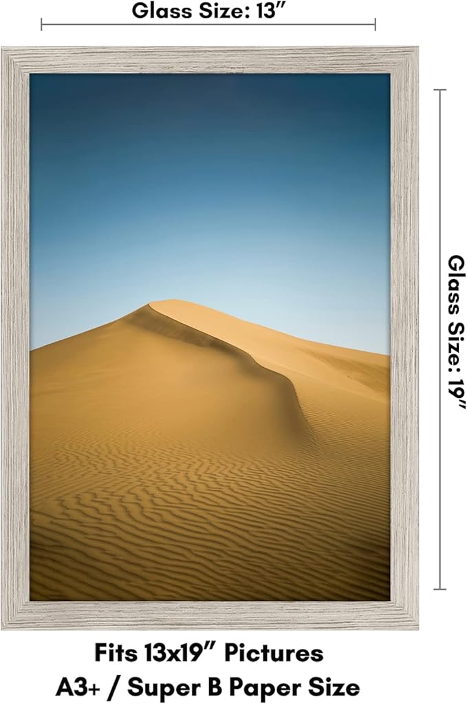 Americanflat 13x19 Picture Frame with Shatter-Resistant Glass - Signature Collection - Gallery-Style Frames Made of Engineered Wood - Photo Frame for Wall Display - Driftwood