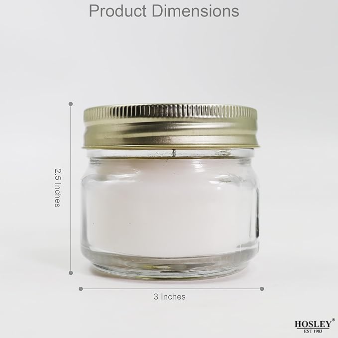 Hosley Jar Candle Neroli Scented Classic 3oz Clear Glass Jar Single Wick Candle, Over Upto 20 Hours of Burn Time, Ideal for Creating Relaxing Ambience & Holiday Gifting