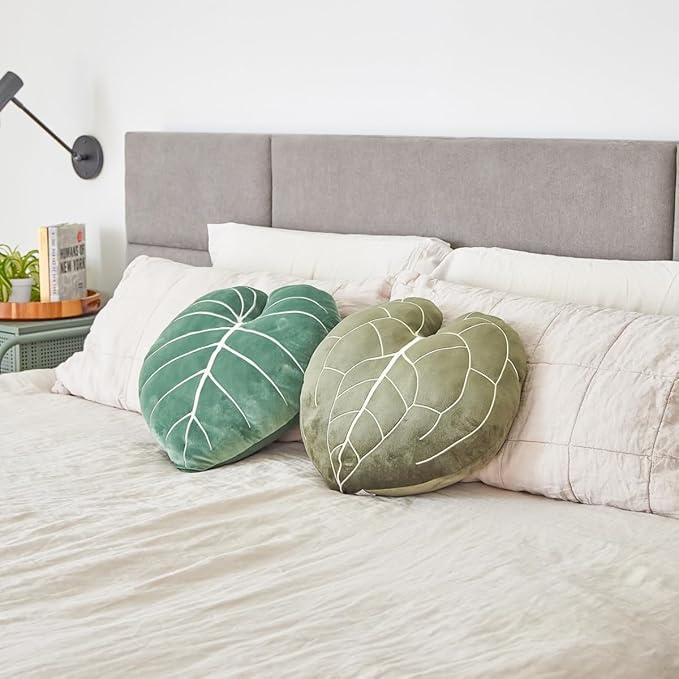 Green Philosophy Co. Philodendron Gloriosum Leaf Pillow - Moody Green