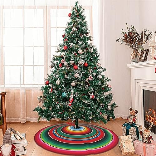 Mexican Blanket Serape Stripe Pattern Sarapes Mantel Mexicano Colorful 36 Inch Christmas Tree Skirt Carpet Mat Funny Party Decor Supplies for Xmas Halloween Decorations Occasion Ornament - Image 7