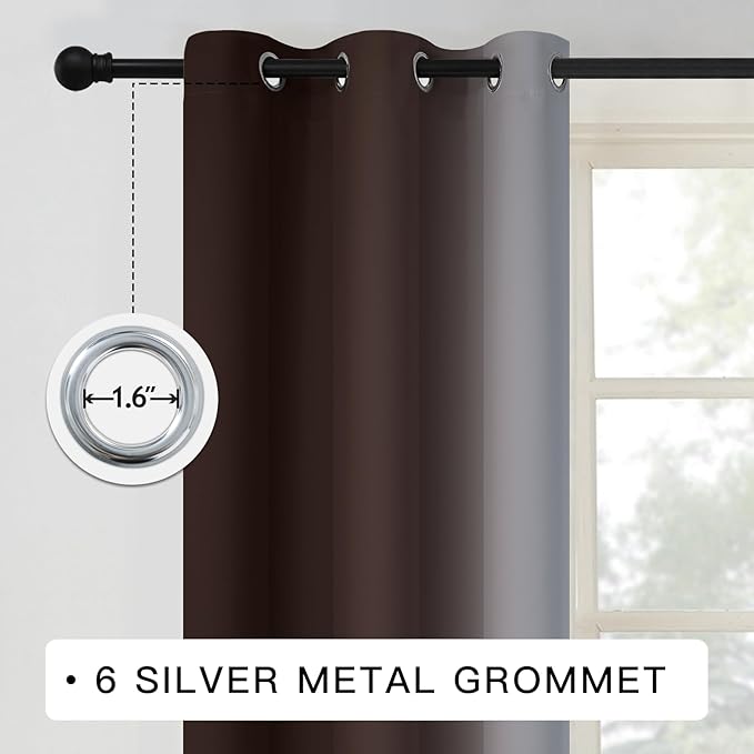 COSVIYA Curtains & Drapes Ombre Brown Curtains 63 inch Length 2 Panels, Grommet Room Darkening Light Blocking Insulated Thermal Gradient Window Curtains for Bedroom/Living Room,42x63 inches