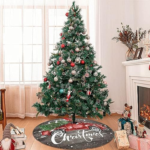 Snow Snowy Vintage Retro Farm red red Truck 36 Inch Christmas Tree Skirt Carpet Mat Funny Party Decor Supplies for Xmas Halloween Decorations Occasion Ornament - Image 7