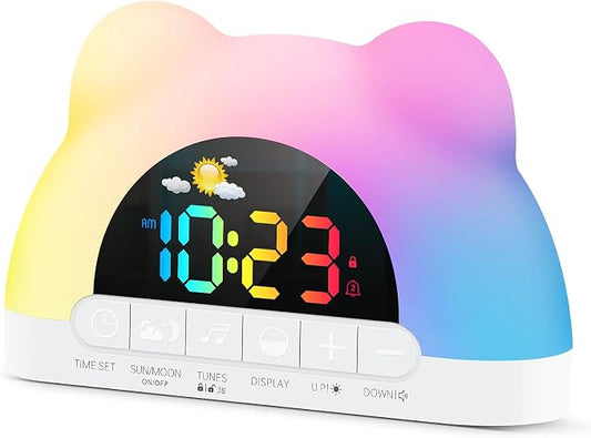 Azyh Alarm Clock for Kids, Ok to Wake Clock with Green Light Red Light, Children's Sleep Trainer,10 Ringtones,3 Brightness, Dual Alarms, Digital Alarm Clock for Adults Boy Girl Toddler Bedroom by WeWishYouAMerryChristmas