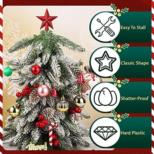 Hanaive Christmas Tree Topper Mini Star Small, Red, 2.36 Inch, Glitter - Image 6