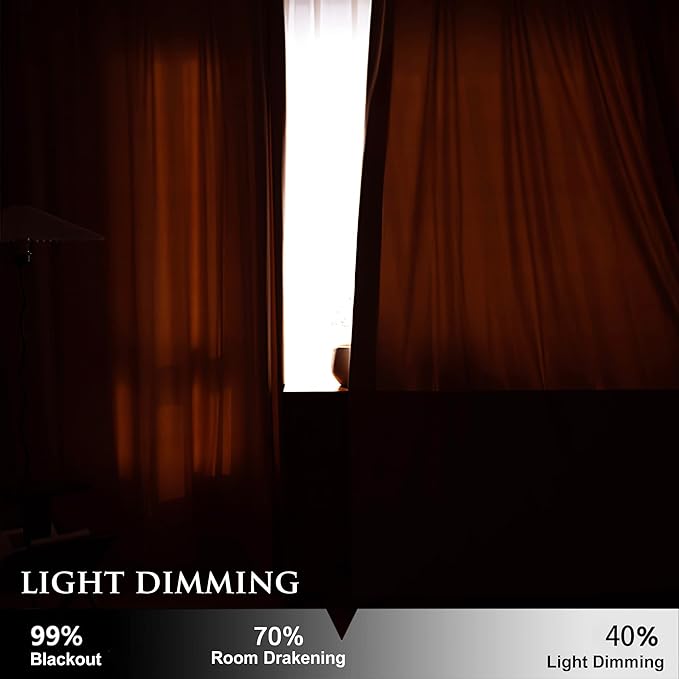 StangH Burnt Orange Velvet Curtains 108 inches Long, Super Soft Room Darkening Window Treatment for Bedroom/Living Room, Holiday Backdrops, W52 x L108, 2 Panels