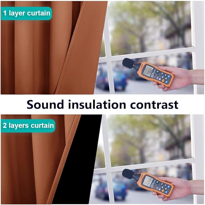 NICETOWN 100% Blackout Blinds, Set of 2, 46" x 96", Burnt Orange, Laundry Room Decor Window Treatment Curtains for Large Patio Sliding Door, Thermal Insulated Curtains for Bedroom