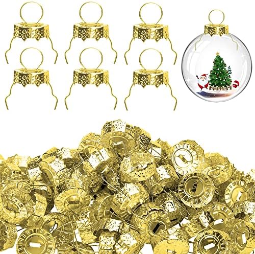 100 Pieces Round Christmas Ornament Caps - Replacement Ornament Hangers for Christmas Tree, Porcelain, Ceramic or Glass Decoration, DIY Decorations (Gold-3/4inch) by moonoom