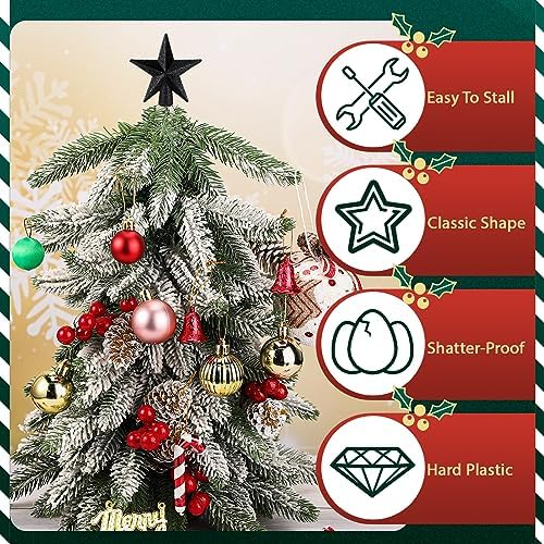 Hanaive Christmas Tree Topper Mini Star Small, Black, 2.36 Inch, Glitter - Image 4