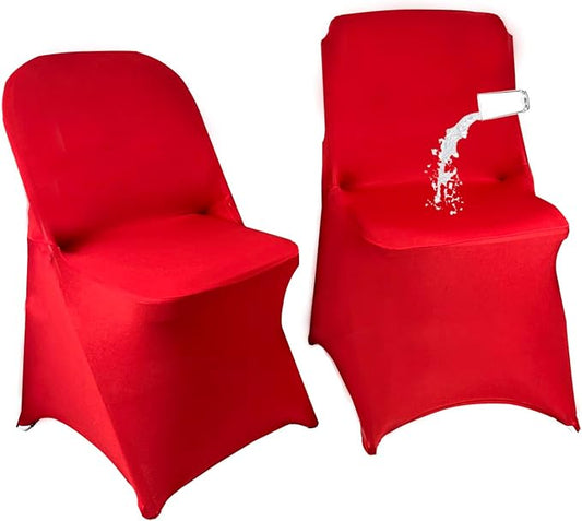 40PCS Stretch Spandex Folding Waterproof Chair Covers,Universal Fitted Chair Cover Protector for Wedding Party Banquet Holidays Celebration Decoration(Red)