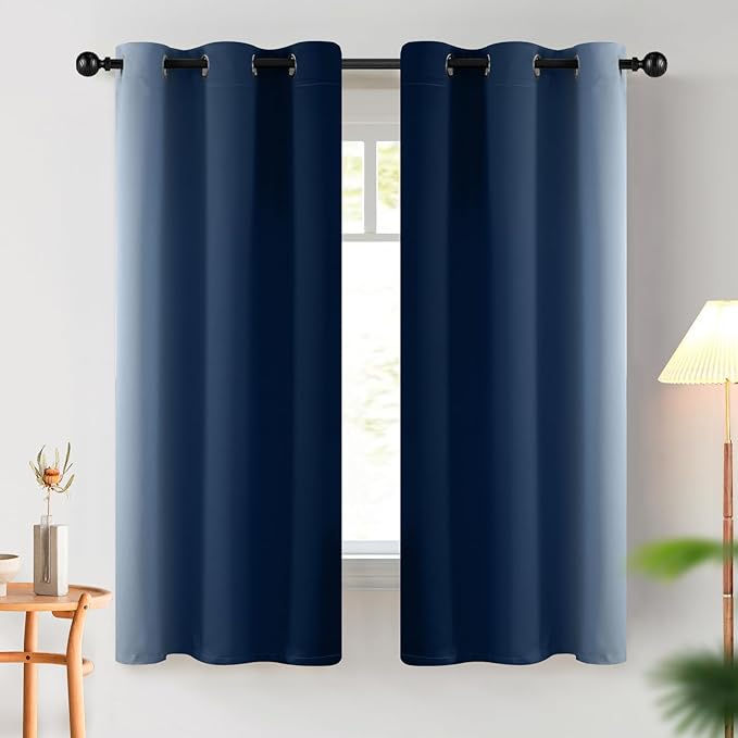 COSVIYA Curtains & Drapes Ombre Blue Curtains 63 inch Length 2 Panels Set, Grommet Room Darkening Light Blocking Insulated Thermal Gradient Window Curtains for Bedroom/Living Room,42x63 inches