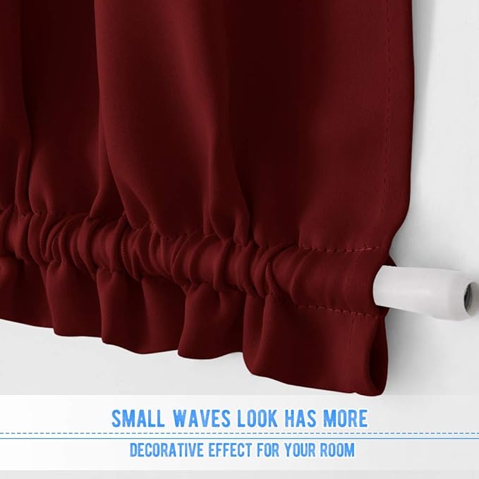 NICETOWN Sidelight Door Curtains - Thermal Insulated Blackout Window Curtains for French Front Small Shade for Side Patio Glass Christmas Door, Burgundy Red, W12 x L72 inch, 1 Panel