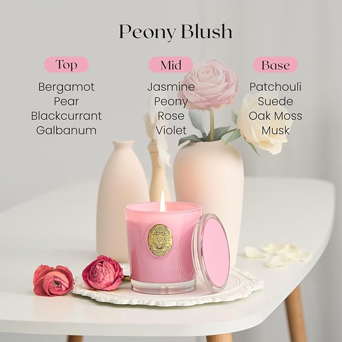 M&SENSE Peony Blush Scented Candle | Pink Candle for Home Decor, Gift for Women | 9.2 oz Soy Wax Candle Set for Relaxation, Gifting
