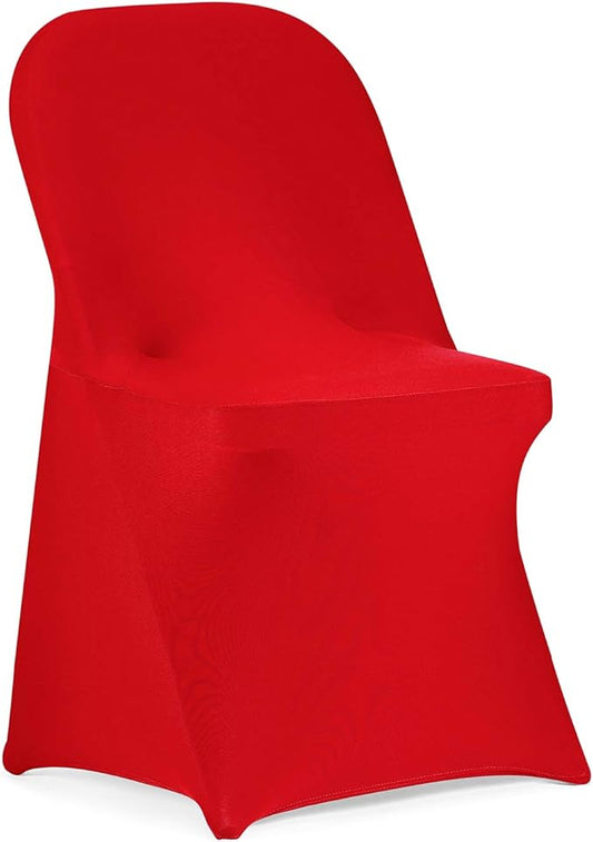 Peomeise Stretch Spandex Folding Chair Cover for Wedding Party Dining Banquet Event (Red,25pcs)