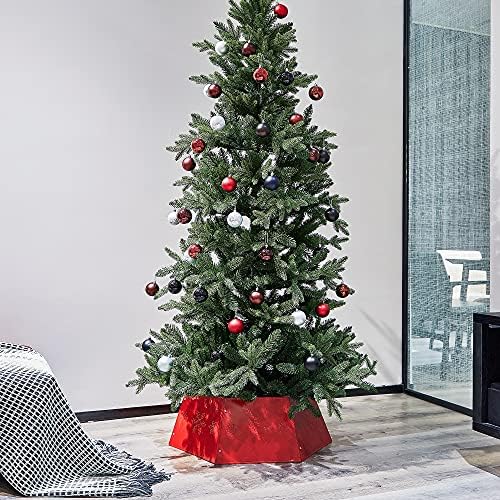 FORUP Metal Christmas Tree Ring with Printed Snowflake, Tree Skirt Base Stand for Christmas Decorations (Red) - Image 4