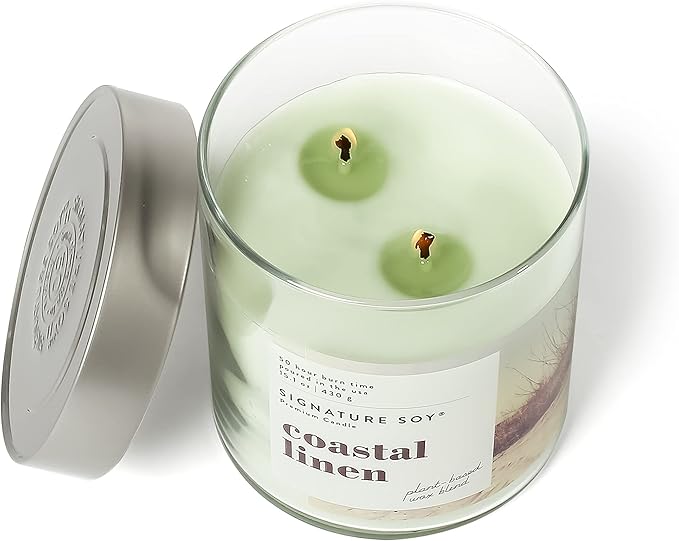 Signature Soy Lidded Coastal Linen Scented Candle