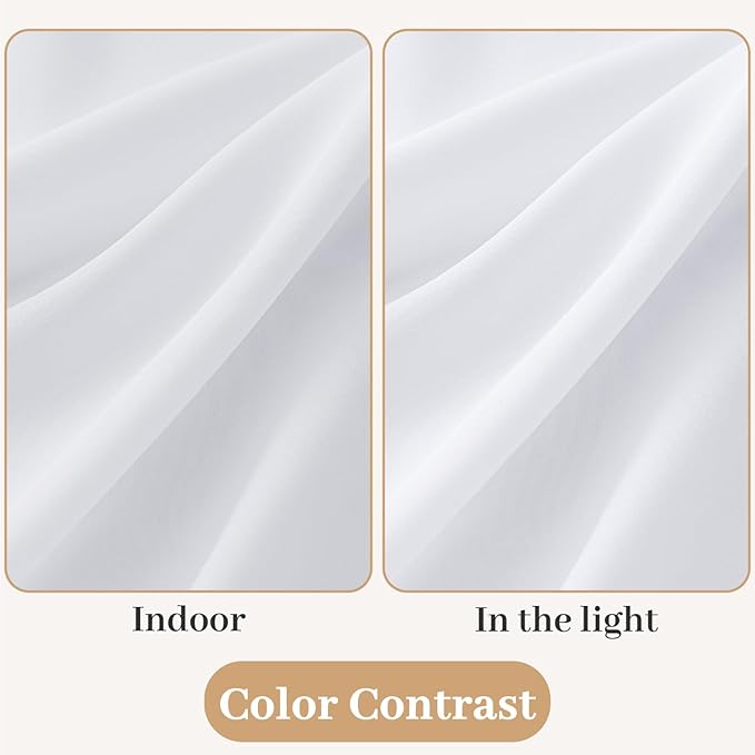 MIULEE Non-See-Through French Door Curtains for Doorway, Privacy Semi Sheer Curtains for French Doors, Light Filtering Rod Pocket Window Drapes with Tie Back, White, 54 x 72 inches, 2 Panels