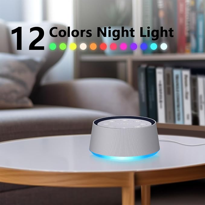 Brown Noise Sound Machine 30 Soothing Sounds White Noise Machine with 12 Night Light Colors Sleep Sound Machine for Adults Baby Kids Noise Canceling for Office Home Privacy Auto-Off Timer - Image 3