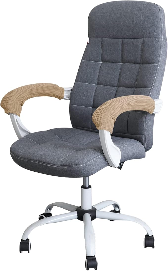 FORCHEER Office Chair Armrest Cover with Zipper 15inch Stretchable Water Resistant Computer Office Chair Arm Rest Slipcover for Desk Chairs Arm 2Pack-Light Brown