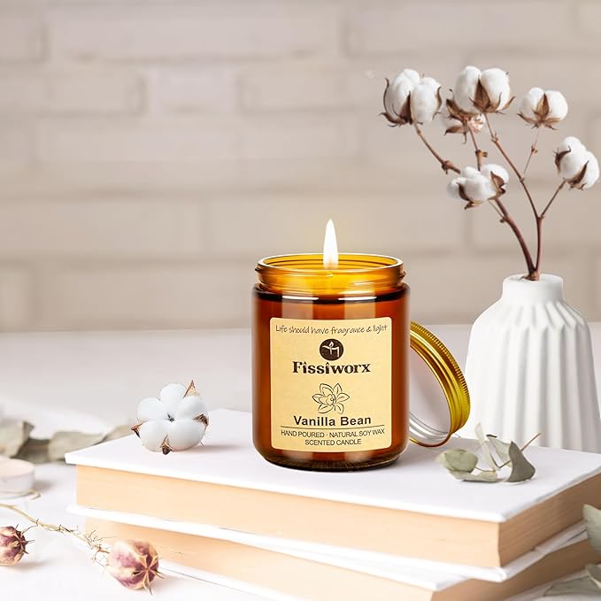 Vanilla Scented Candle Set 2 Pack, Candle for Home Scented, Odor Eliminating, Stress Relief, 15oz, 110 Hours Long Lasting Candles, Soy Candle Gift Set for Women