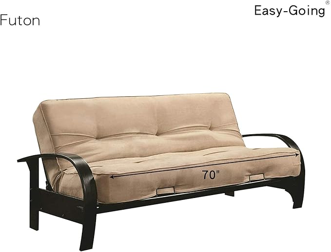 Easy-Going Futon Sofa Slipcover - Reversible Armless Couch Cover - Water Resistant for Pets & Kids (Black/Black)