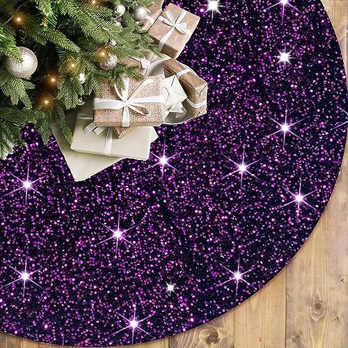 Purple Tree Skirt 21 Inch Sequin Pencil Christmas Tree Skirt Mermaid Velour Xmas Tree Carpet for Fall Home Display Glitter Sequins Halloween Tree Cover for Santa Tabletop Tree Decor by FOTSHARER