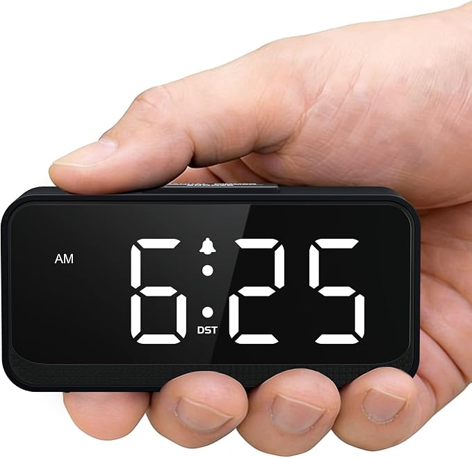 Battery Operated Small Alarm Clock: Compact Cordless Design by SruBambi
