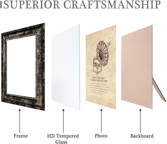 TKGYU 8x10 Picture Frame with Real Glass, 4 Pack Ornate Vintage Picture Frames for Wall or Tabletop Display, 8 x 10 Photo Frame for Wall home best gift