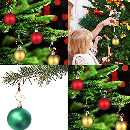 YUECHENG Christmas Ornament Hook Acrylic Wire for Tree Hanger, Home Decor(Gold Hook, Clear-12 Pieces,Red-12 Pieces,Green-12 Pieces) Gold-L 36 - Image 3