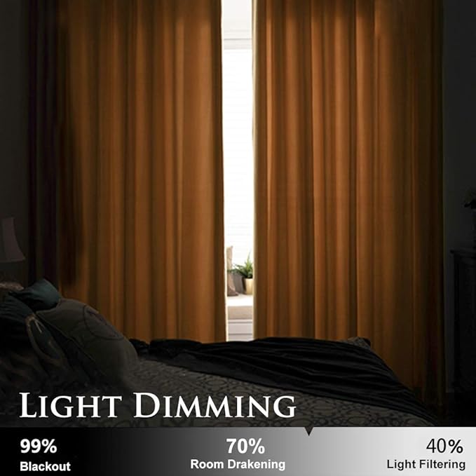 StangH Gold Velvet Curtains 84 inches - Soft Smooth Light Blocking Drapes Privacy Protect Noise Absorb Window Draperies for Kids Room, Warm Gold, W52 x L84 inches, 2 Panels