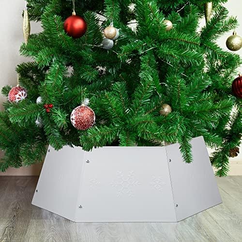 FORUP Metal Christmas Tree Ring, Christmas Tree Collar with Printed Snowflake, Christmas Tree Skirt Base Stand for Christmas Decorations (Cream White) - Image 6