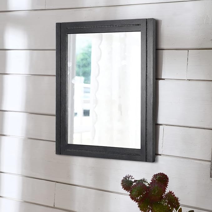AAZZKANG Black Mirrors for Wall 50 x 40 cm with Rectangle Wood Framed Decorative Wall Mirror for Bedroom Living Room Bathroom Entryway