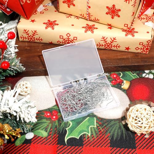100PCS Silver Ornament Hooks for Christmas Trees with Storage Box - Image 3