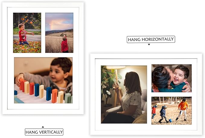 Golden State Art, 12x17 White Wood Picture Frame - White Mat for 8x10 and 5x7 Photos - Real Glass, Sawtooth Hanger, Swivel Tabs - Wall Mounting - Great for Posters, Weddings, and Engagements