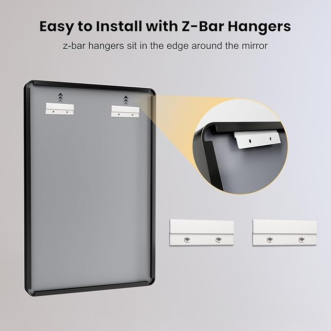 LOAAO 24X30 Inch Black Metal Framed Bathroom Mirror for Wall, Matte Black Bathroom Vanity Mirror Farmhouse, Large Rounded Rectangle Mirror, Anti-Rust, Hangs Horizontally or Vertically