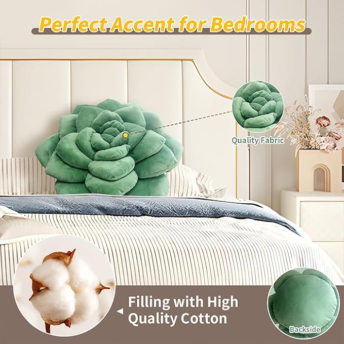 Fleshy Greenery Plush Cushion – Hand-Stitched 3D Flower Throw, Botanical-Shaped Accent for Bedroom, Living Room, and Home Décor, 19.7" (50CM)