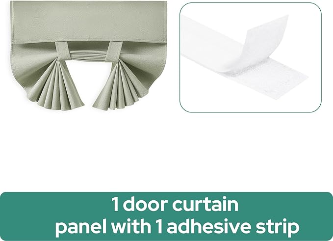HOMEIDEAS 100% Sage Green Linen Blackout French Door Curtains, Privacy Door Window Curtains, 30 X 68 Inch Room Darkening Blinds, Thermal Insulated Shades for Bedroom, 1 Panel