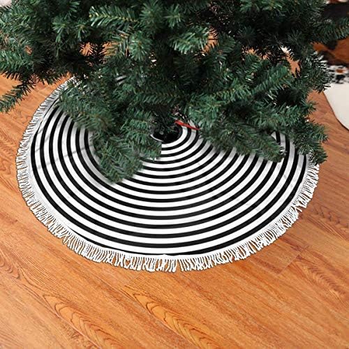 Christmas Tree Skirt 36" Inch Spiral Xmas Tree Skirt Mat with White Tassel for Party Holiday, Tree Skirt Christmas Decorations - Image 3