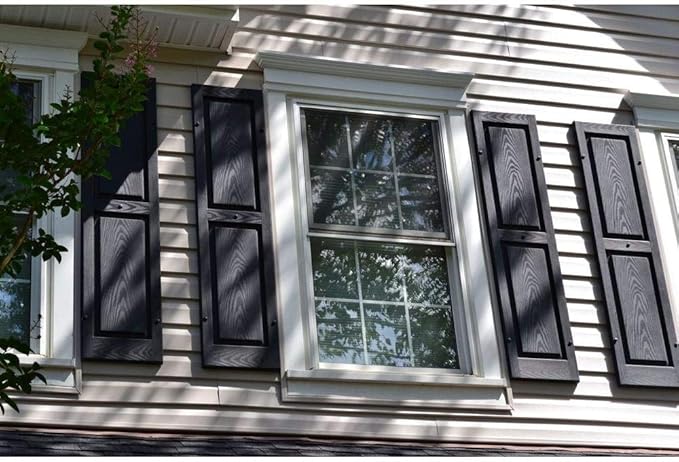 Ekena Millwork Lifetime Vinyl LP2S14X07500CB Standard Two Equal Panel Vinyls, Raised Panel Vinyl Shutters, w/Installation Shutter-Lok's & Matching Screws (Per Pair), 14 3/4"W x 75"H, Classic Blue