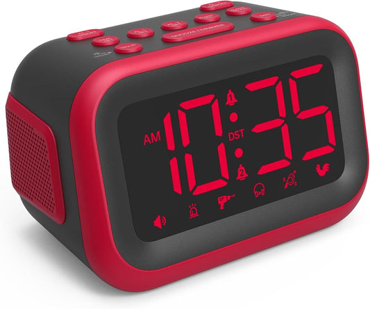 Acedeck Super Loud Alarm Clock: 115dB Wake-Up Power | Dual Alarms and 6 Alarm Sounds for Heavy Sleepers Adults and Shift Workers - Bedroom and Daily Wake-Up Use (Red Digits) by Acedeck