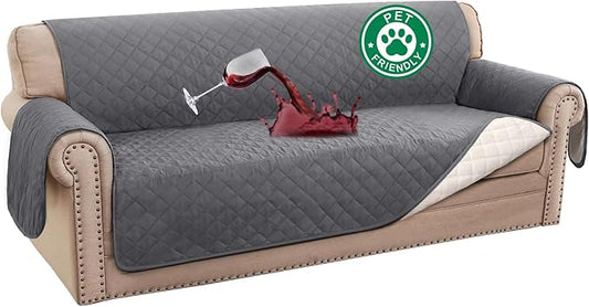 Turquoize 100% Waterproof Couch Cover Sofa Covers Washable Couch Covers for 3 Cushion Couch Sofa Pet Friendly Triple Non-Slip Couch Cover for Dogs Furniture Covers for Pets, Kids,Dog (Sofa 70", Gray)