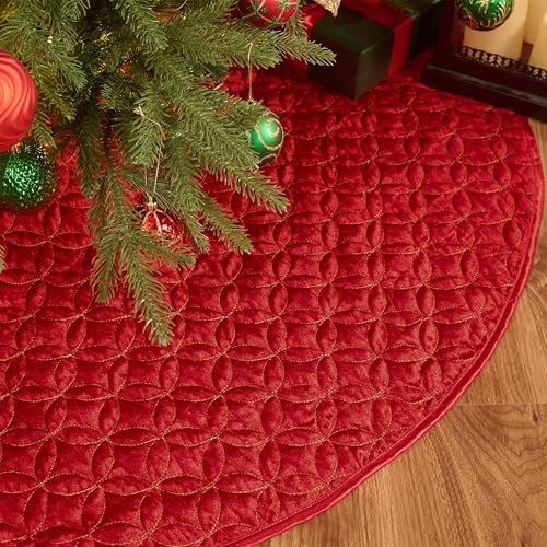 Valery Madelyn 48 Inch Red Christmas Tree Skirt for Tree Decorations by ValeryMadelyn