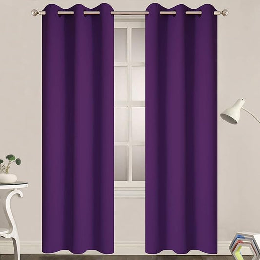 Yakamok Soft Room Darkening Grommet Window Drapes Thermal Insulated Light Blocking Blackout Curtains for Bedroom(38Wx90L,Purple,2 Panels)