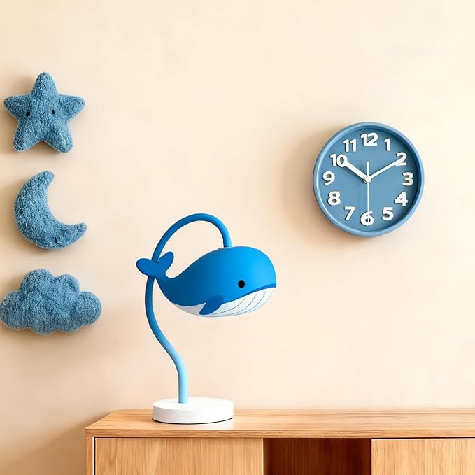 45MinST 8-Inch Blue Modern Wall Clock ?€? Silent Non-Ticking, 3D Large Numbers, Accurate Timekeeping | Decorative Wall & Desk Clock with Stand for Living Room, Bedroom, Kitchen, or Office
